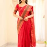 red and green chettinad cotton saree