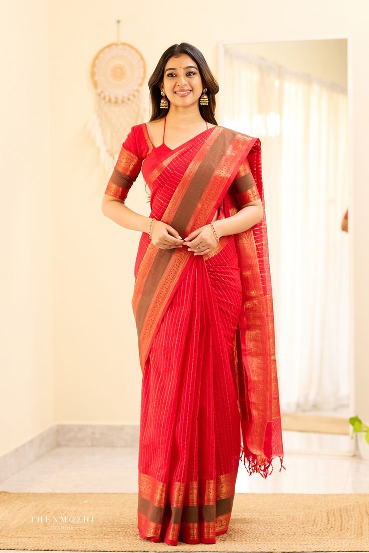 red and green chettinad cotton saree red and green chettinad cotton saree