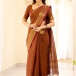 rust brown chettinad cotton saree
