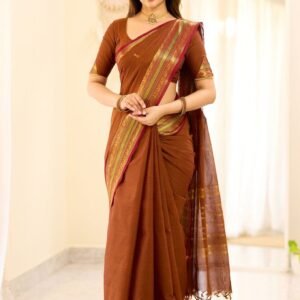 rust brown chettinad cotton saree